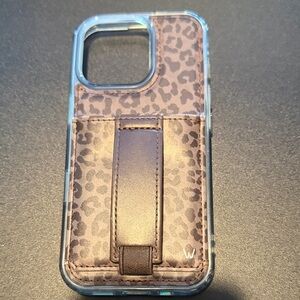 Walli Leopard Pattern iPhone 16 Pro Case with card holder